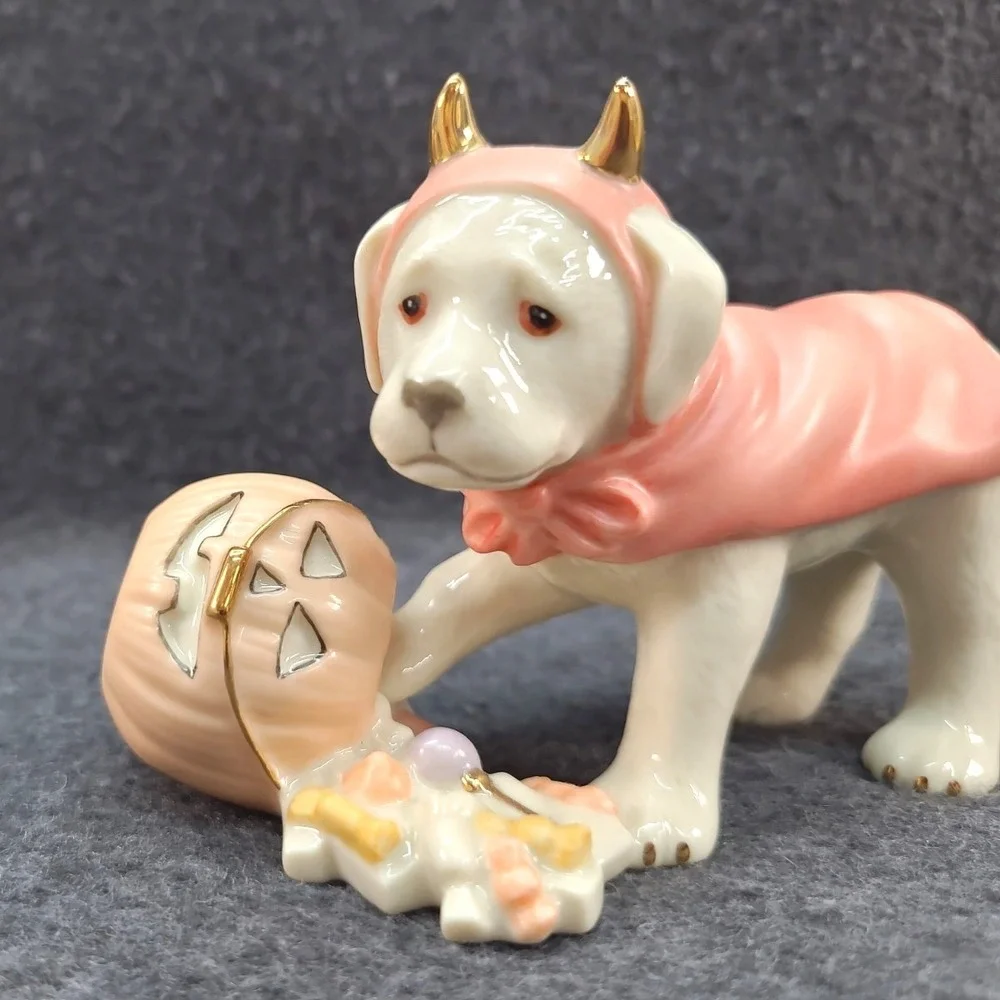 Lenox Puppy Sweet Little Devil Labrador Halloween Dog Pumpkin 24k Gold Accents